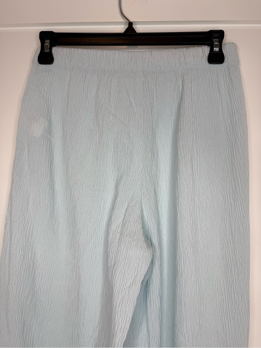 Oak + Fort Light Blue Crinkle Wide Leg Pants Semi Sheer - Picture 3 of 12